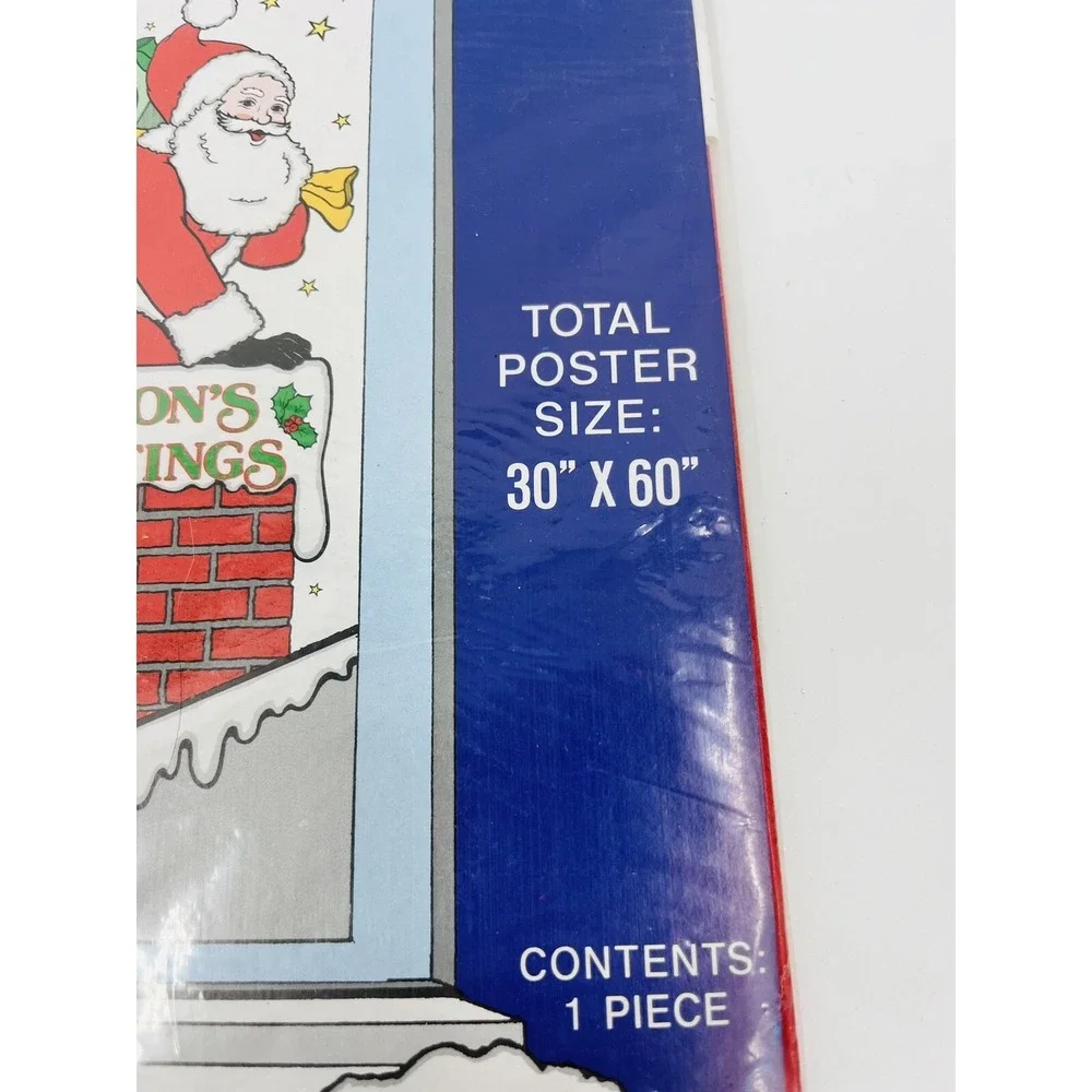 Vintage NOS A-OK Christmas Plastic Door Cover Santa 1989 Arkin 30